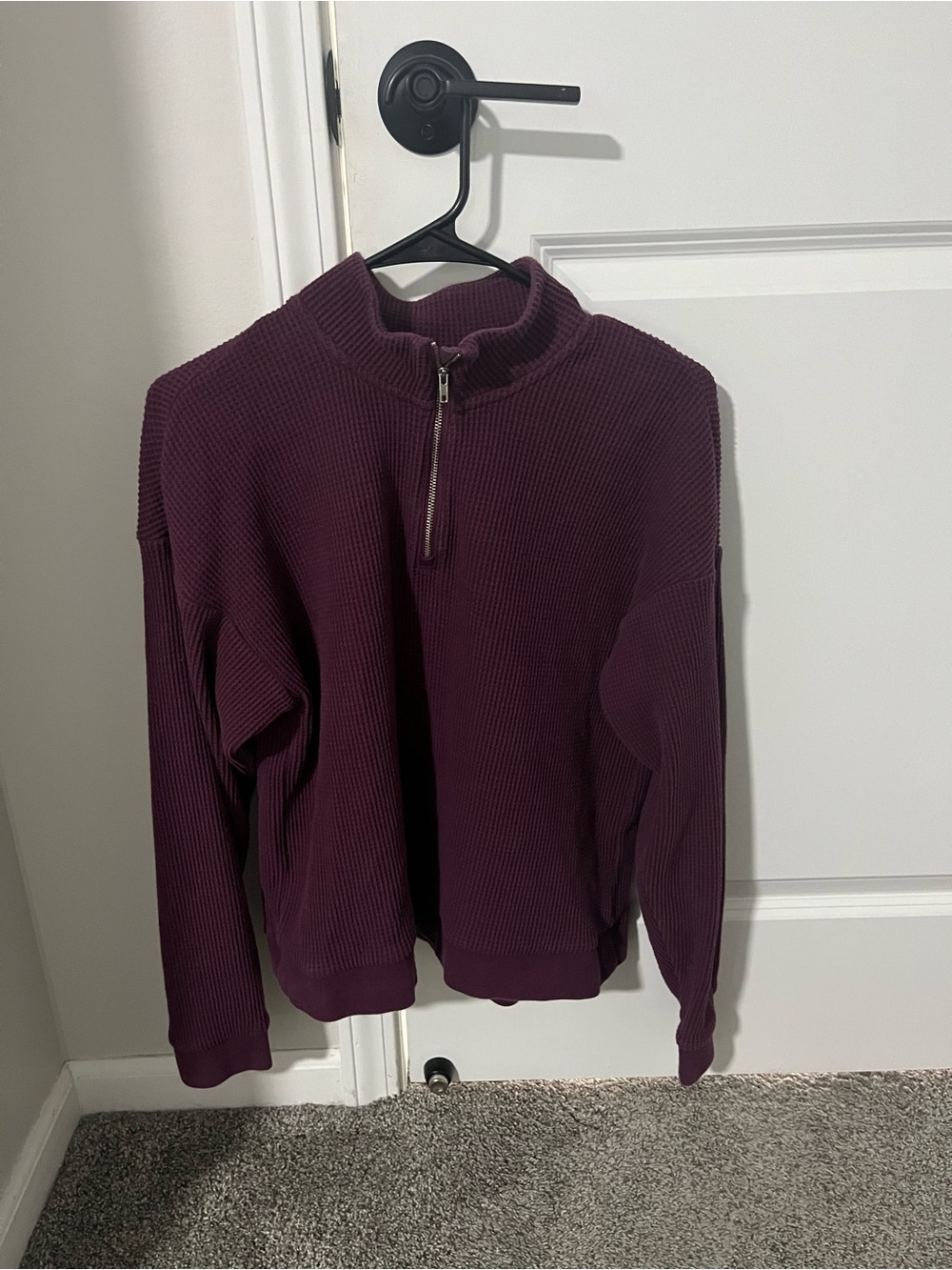 Peloton Waffle-Knit Pullover in Plum